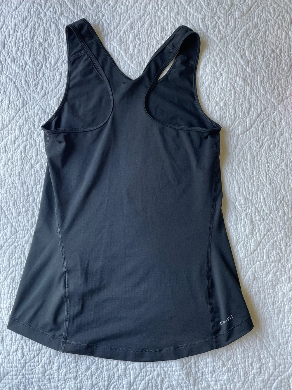 Nike Black Tank Top with White Swoosh- Size S